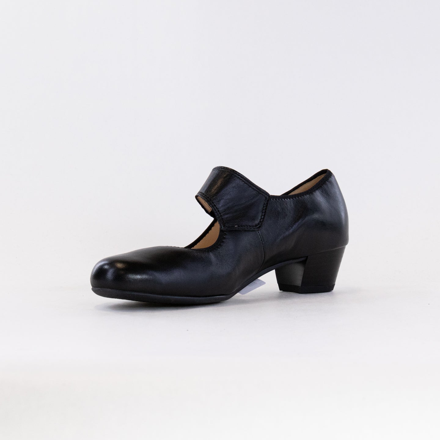 Women's Ara Calico II Black Leather Flattering Asymmetrical Mary Jane Pumps