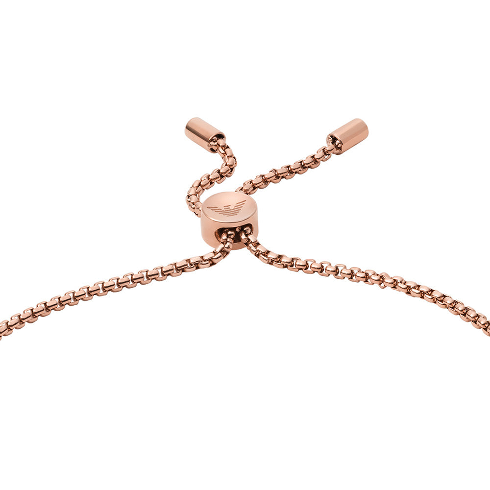Stylish Emporio Armani Bracelet: Rose Gold Plated Stainless Steel with Red Lacquer Finish