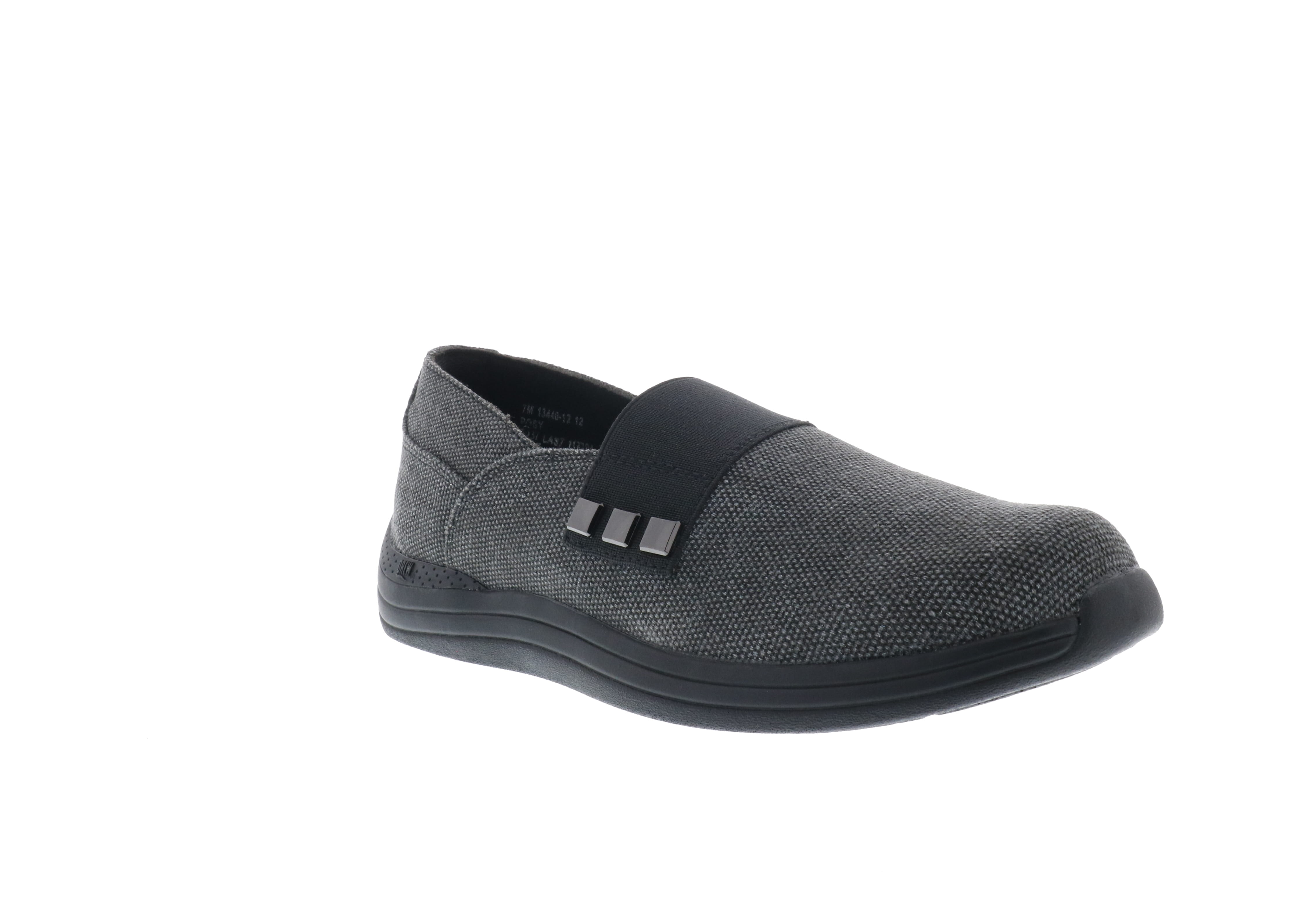 Women's Black Metallic Canvas Drew Posy Slip-Ons for On-the-Go Comfort