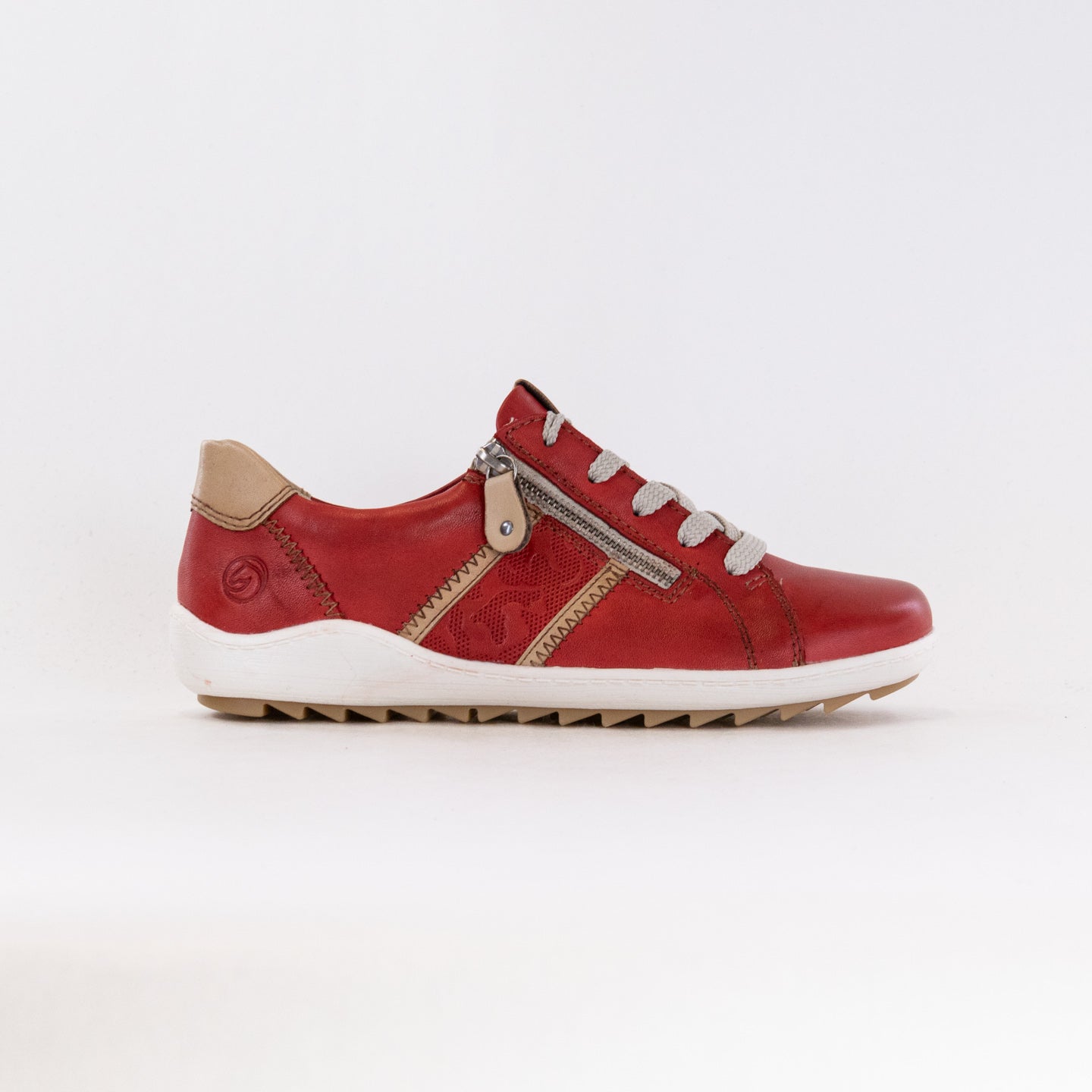 Women's Red Leather Rieker Liv R1426 Stylish Sneakers
