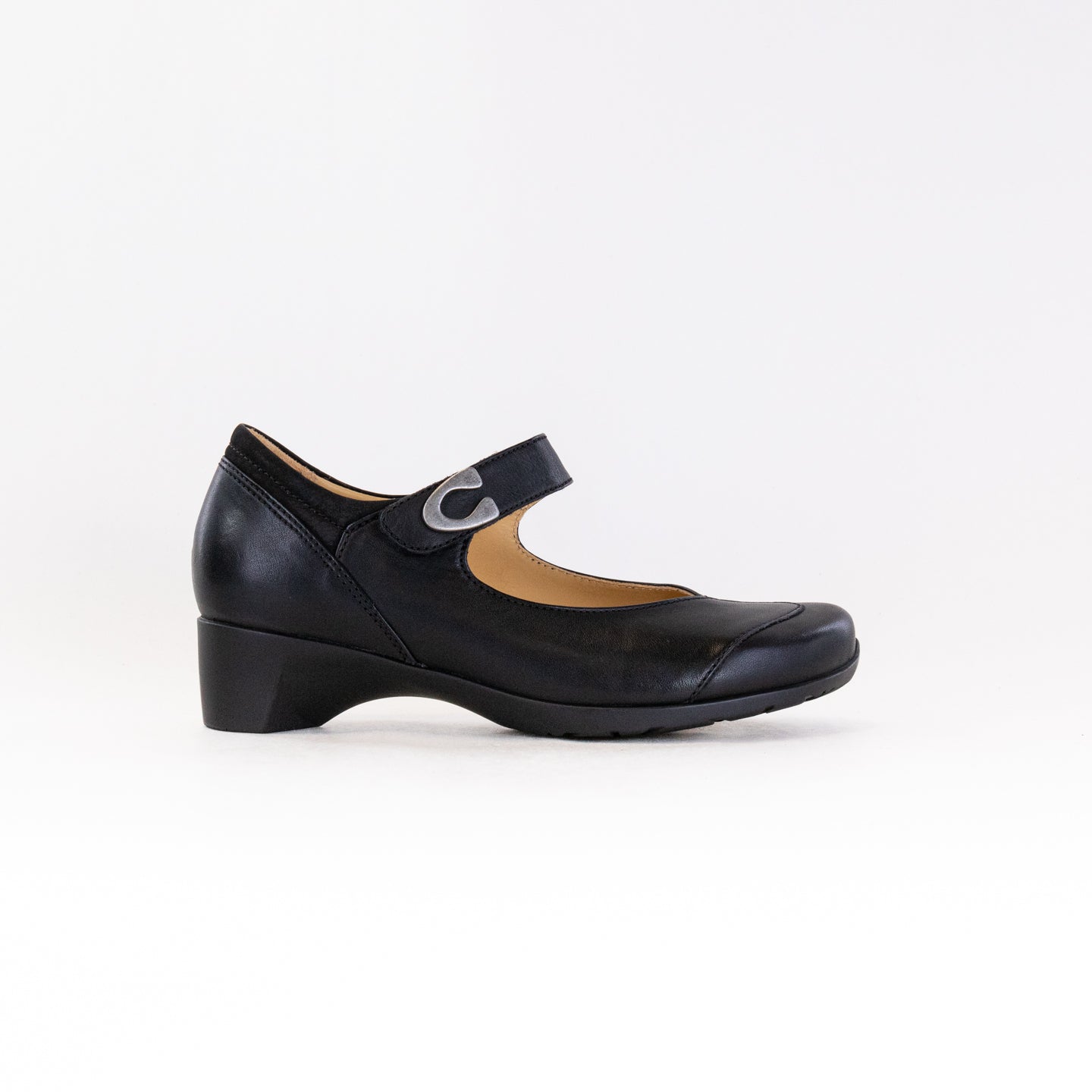 Women's Wolky Chili Mary Jane Black Leather and Nubuck Combination Comfortable Strap Shoes
