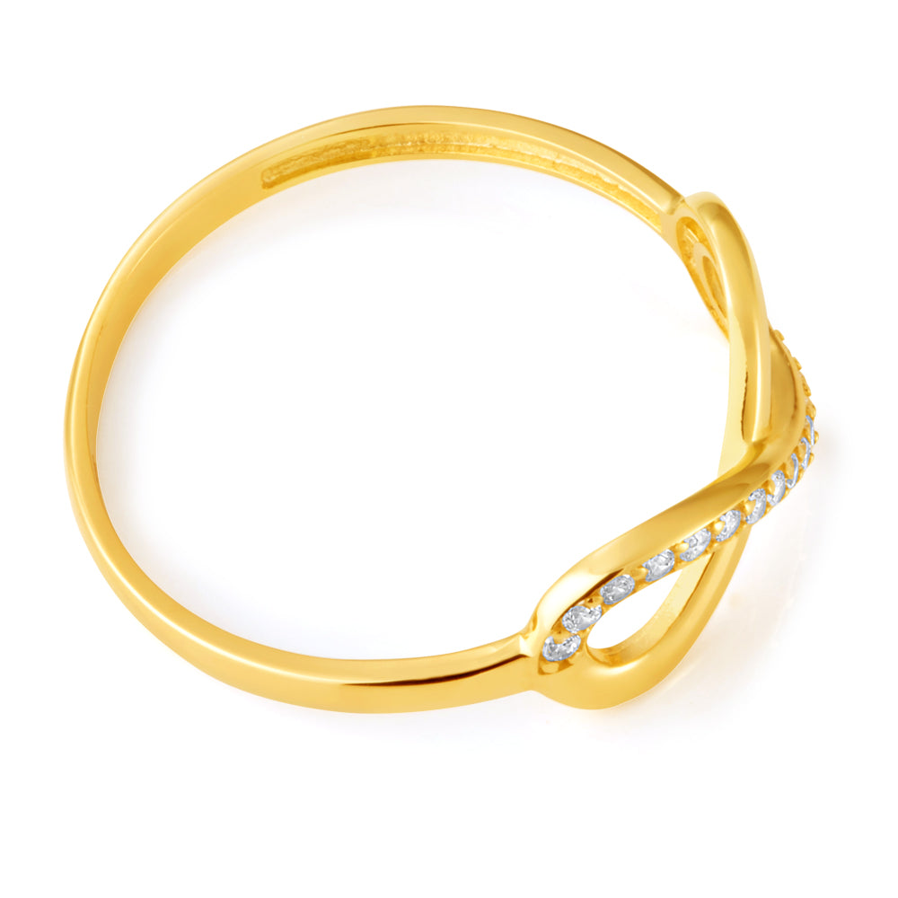 9-carat Yellow Gold Cubic Zirconia Ring Symbolizing Infinity and Everlasting Love