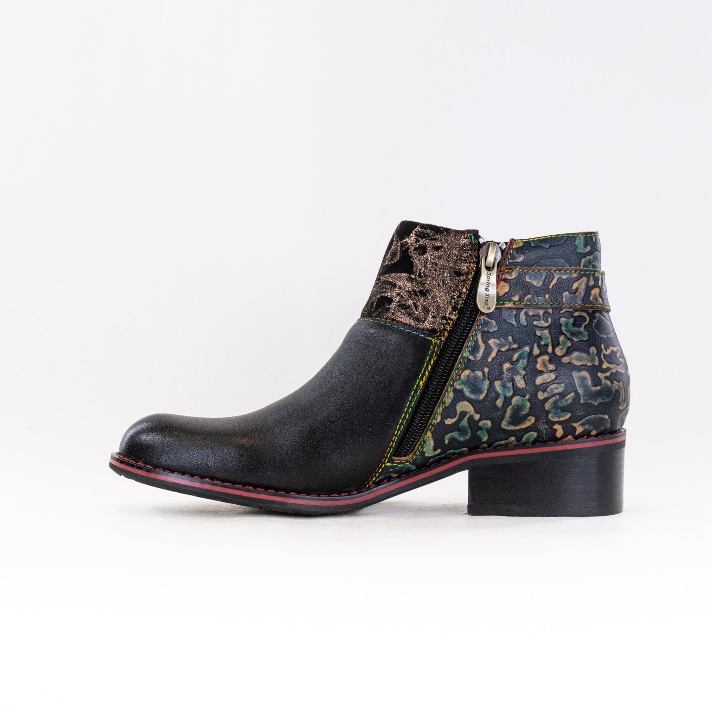 Spring Step L'Artiste Women's Tiatia Black Leather Western Style Booties