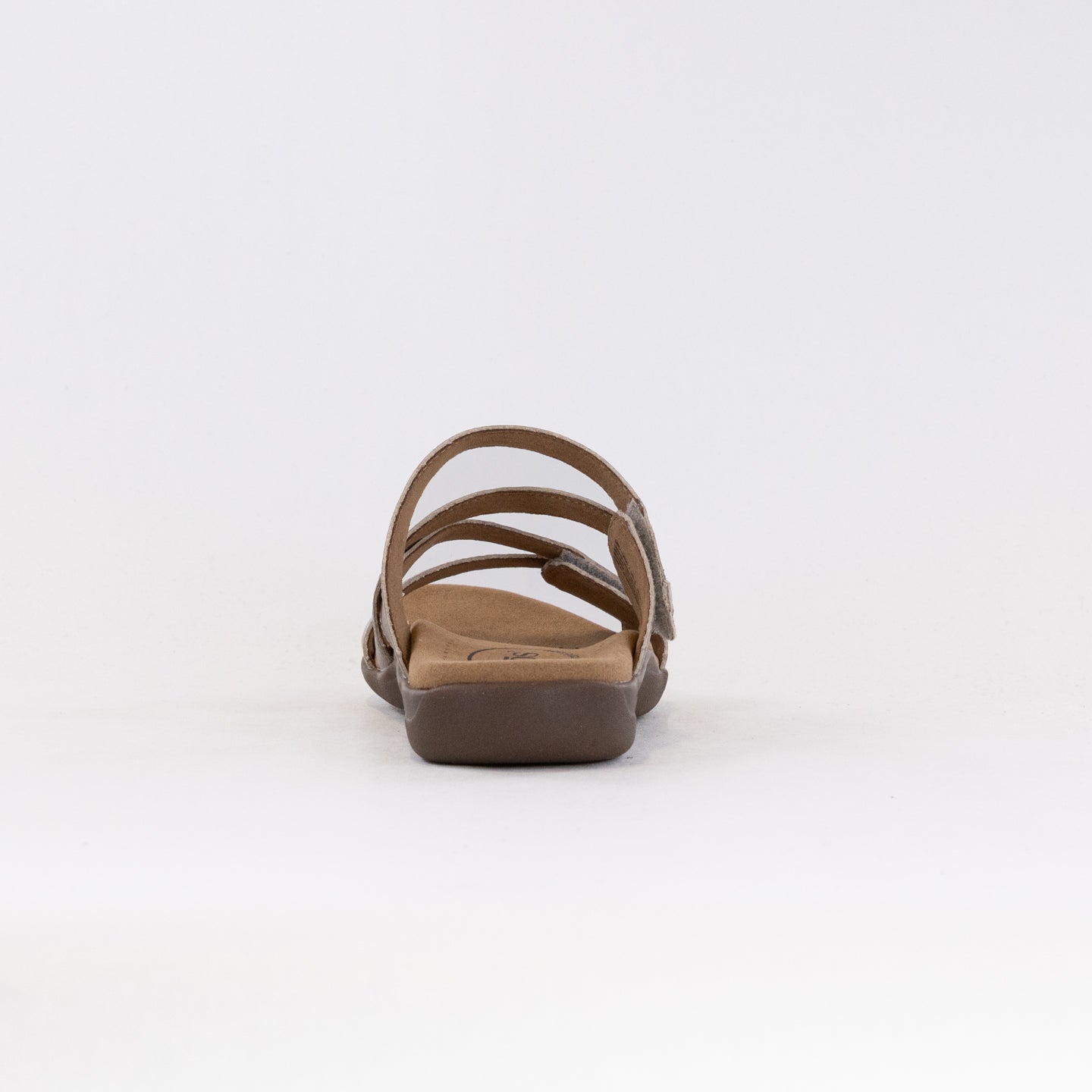 Champagne-colored Women's Taos Double U Premium Leather Slide Sandals
