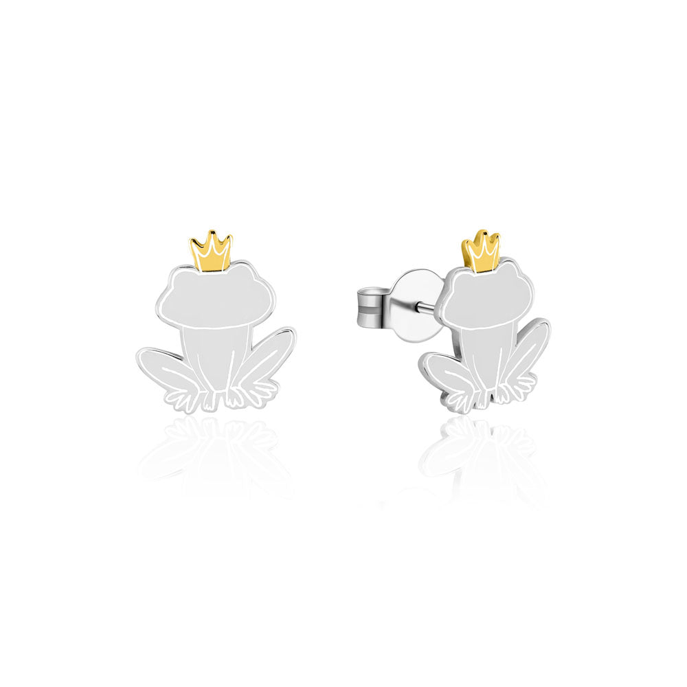 Two-Tone Rhodium Plated Disney Princess And The Frog Prince Naveen Stud Earrings