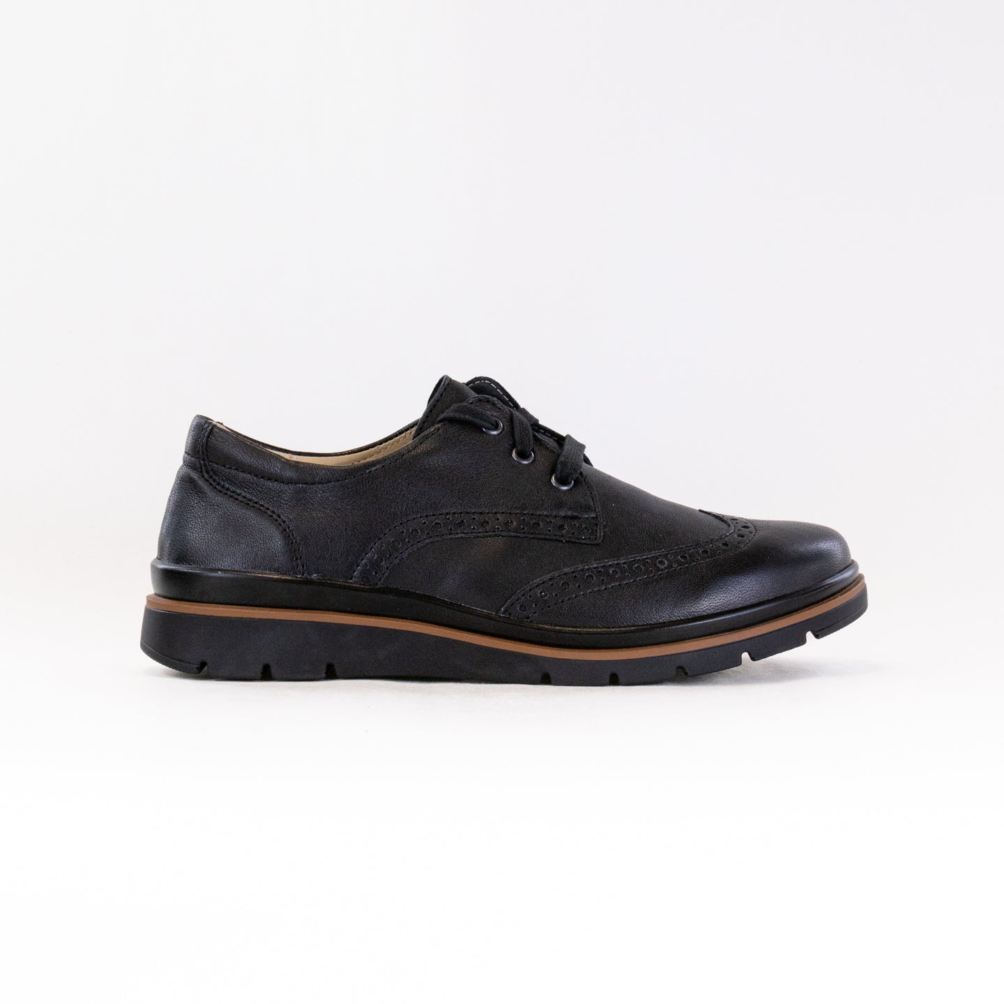 Fidelio Women's Black Leather Brogue Shoes - Model 505102