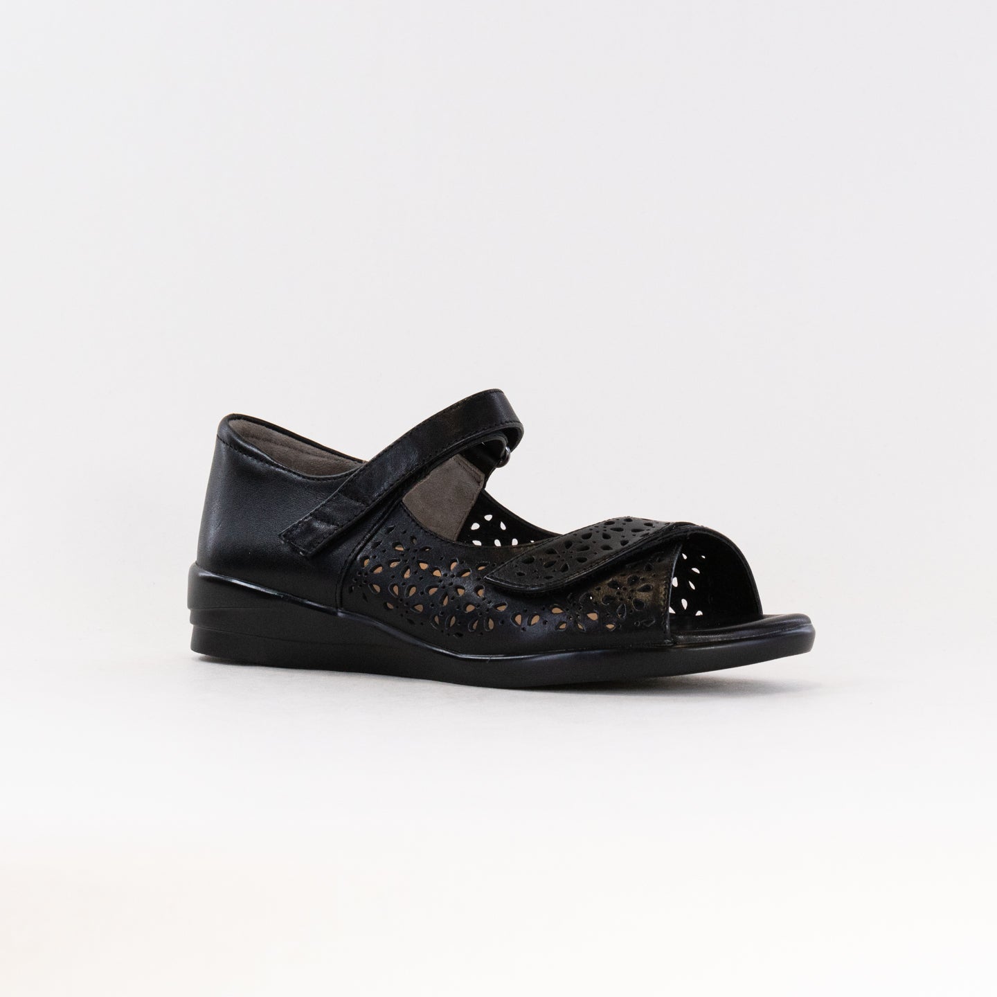 Ziera Women's Black Daffodil Comfortable Leather Sandals