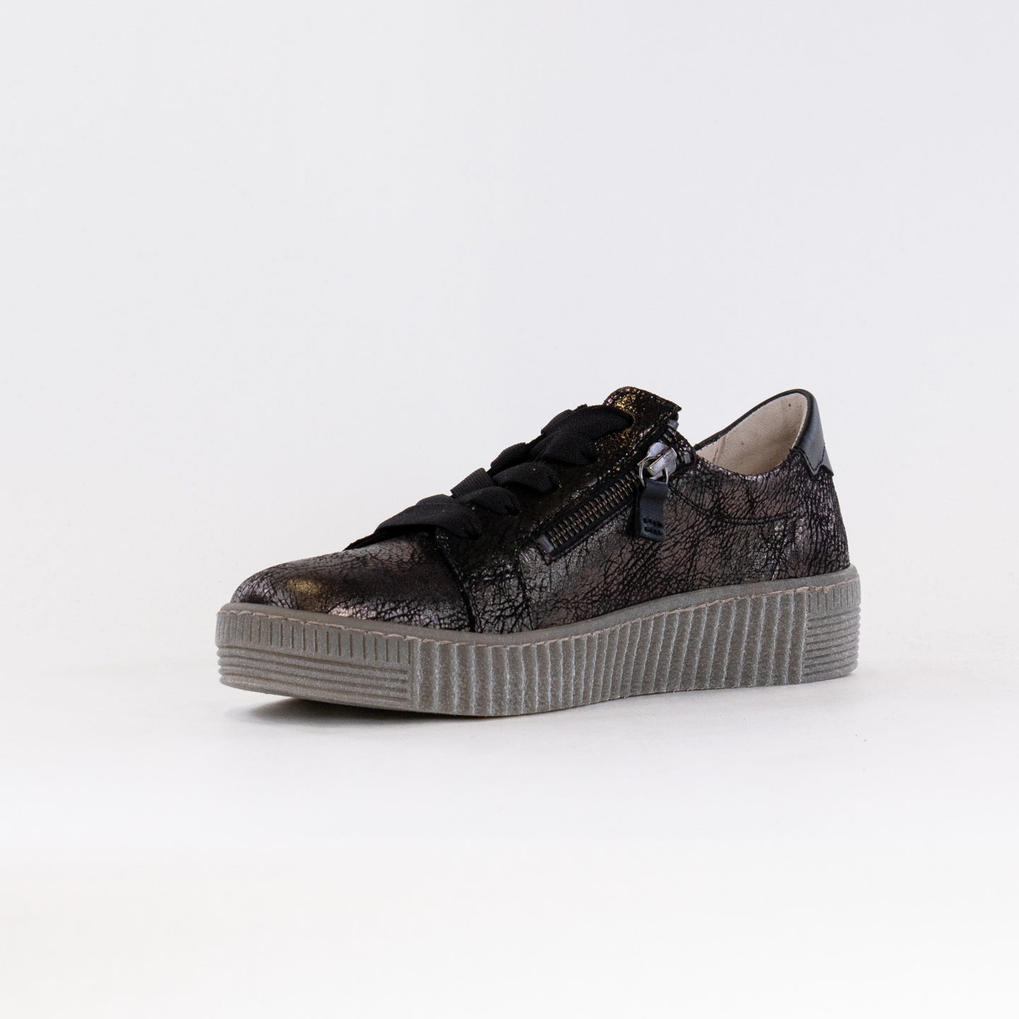 Women's Gabor Black Metallic Zip Sneaker 33.334.37