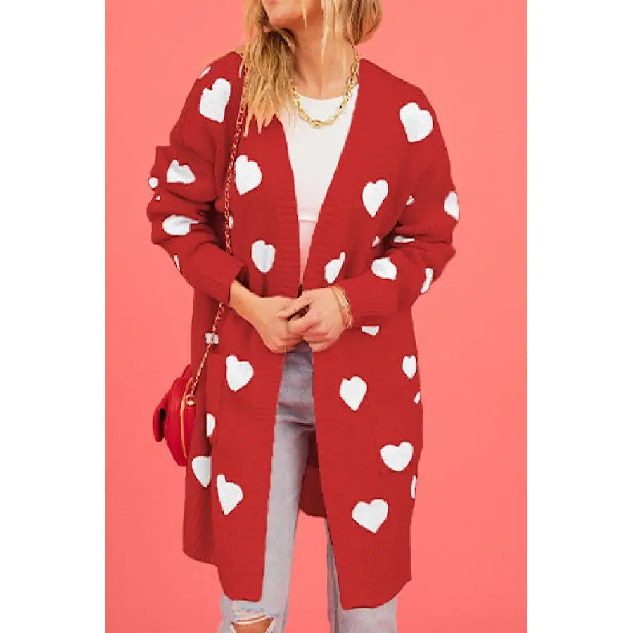 Miss Sparkling All - Over Love - themed Heart - printed Cozy Cardigan for Women
