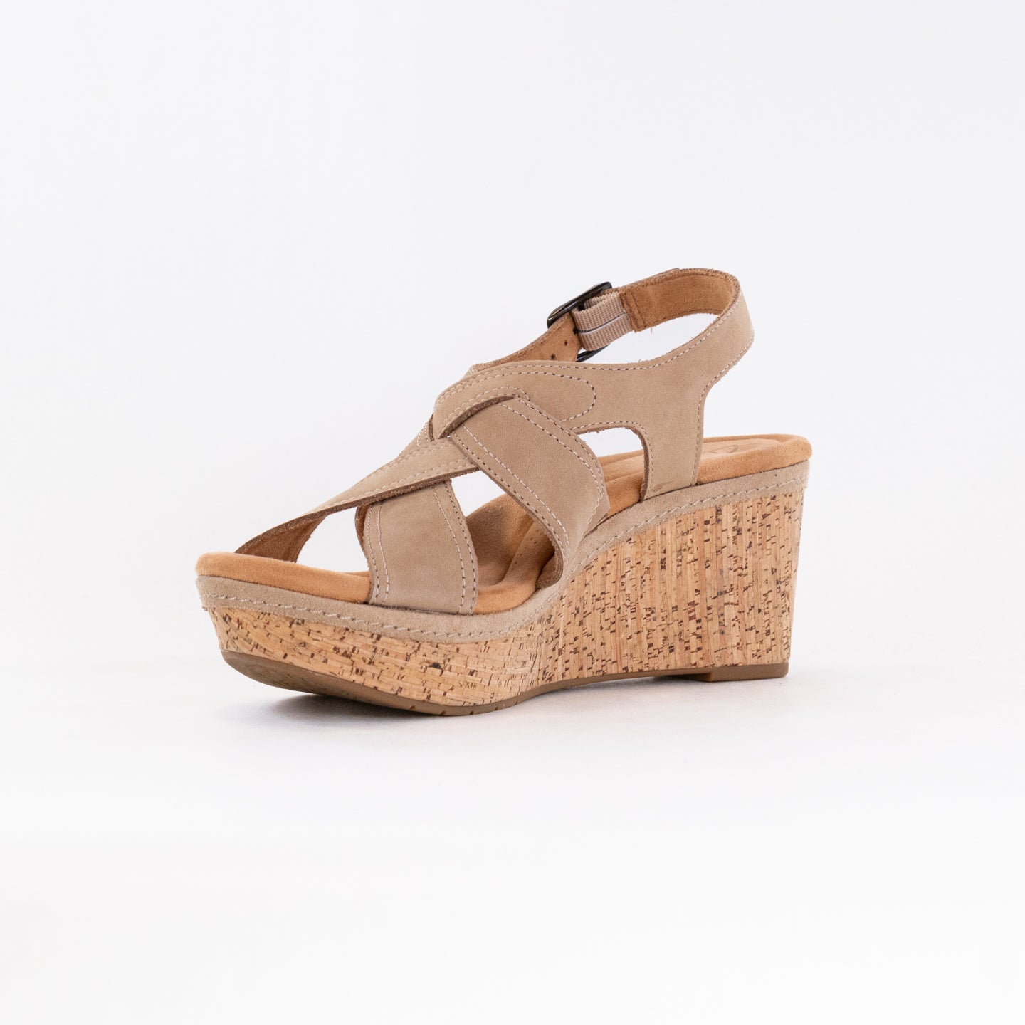 Women's Clarks Elleri Rae Wedge Sandals in Nougat Color