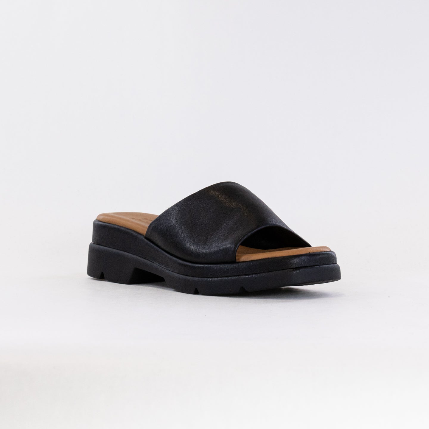 Spring Step Women's Fireisland Black Leather Slip-On Platform Sandals