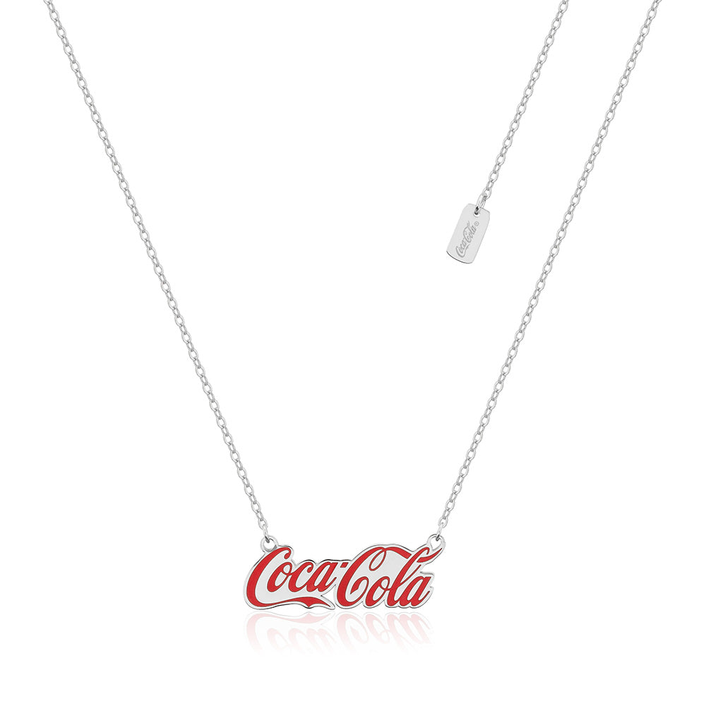 Disney Branded White Gold Plated Stainless Steel Coca - Cola Rolo Chain Necklace with 45 + 7cm Length