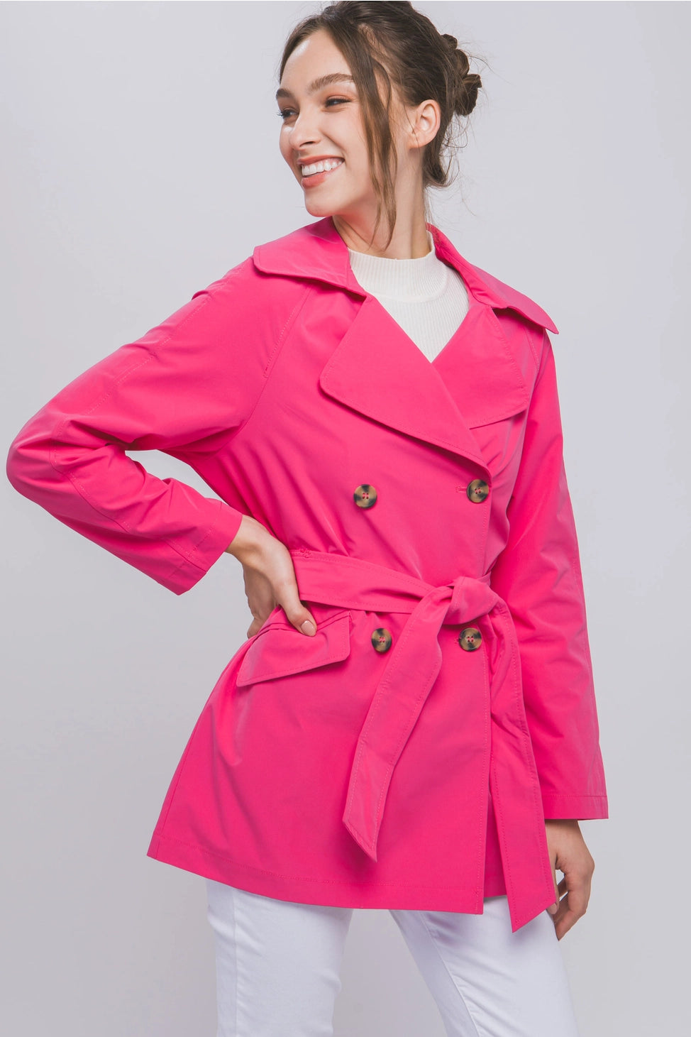 Love Tree Lightweight Trench Coat with Fashionable Waist Tie