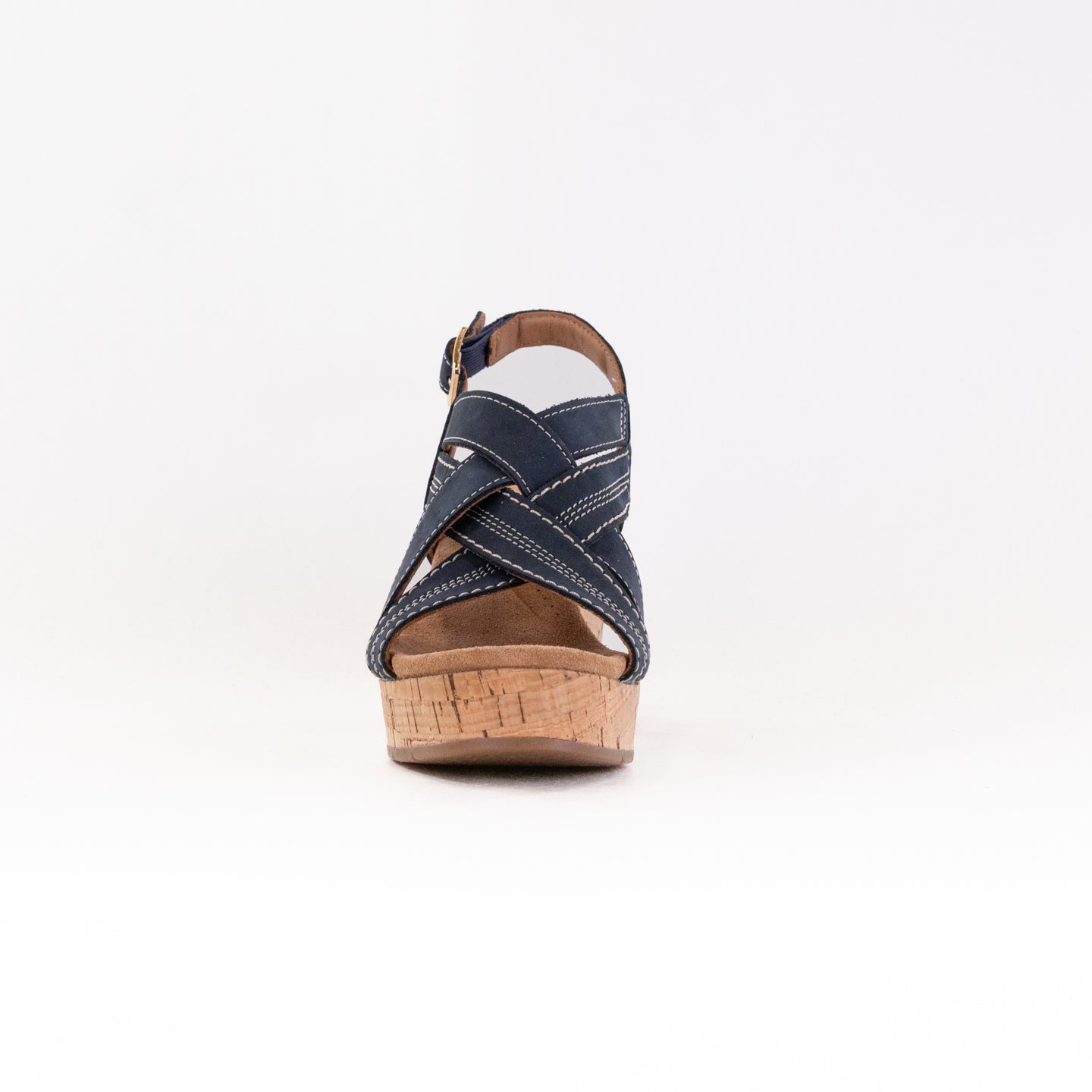 Clarks Women's Navy Nubuck Sabina Sling Comfortable Wedge Sandals
