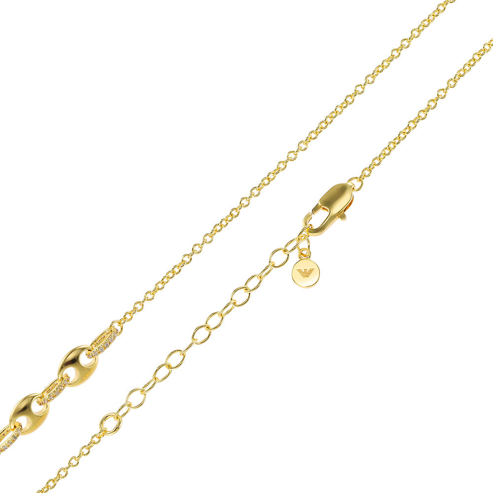 Emporio Armani Gold - Coated Brass Sentimental Cubic Zirconia Pendant Necklace with Chain