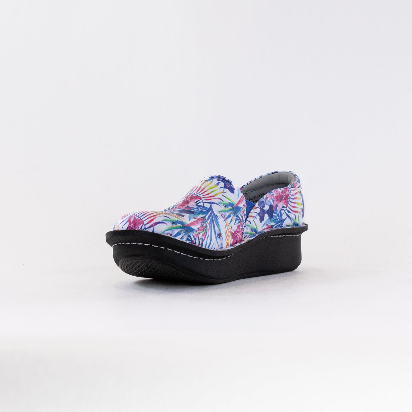 Women's Alegria Debra Tropic Slip-On Shoes with Black Embossed Rose Design