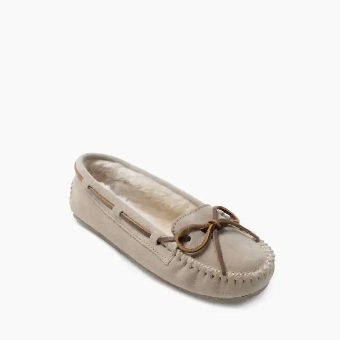 Minnetonka Women's Cally Slippers in Stone Color