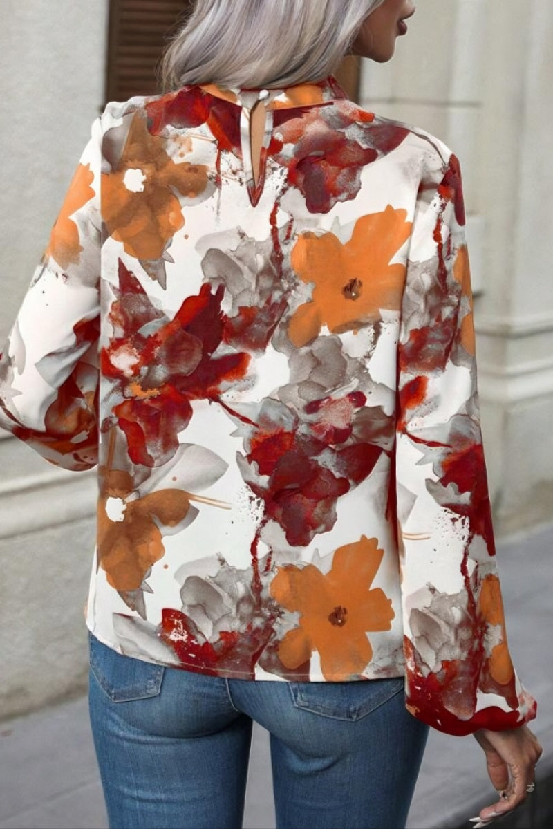 Stylish Autumn Long Sleeve Printed Crew Neck Comfort Top