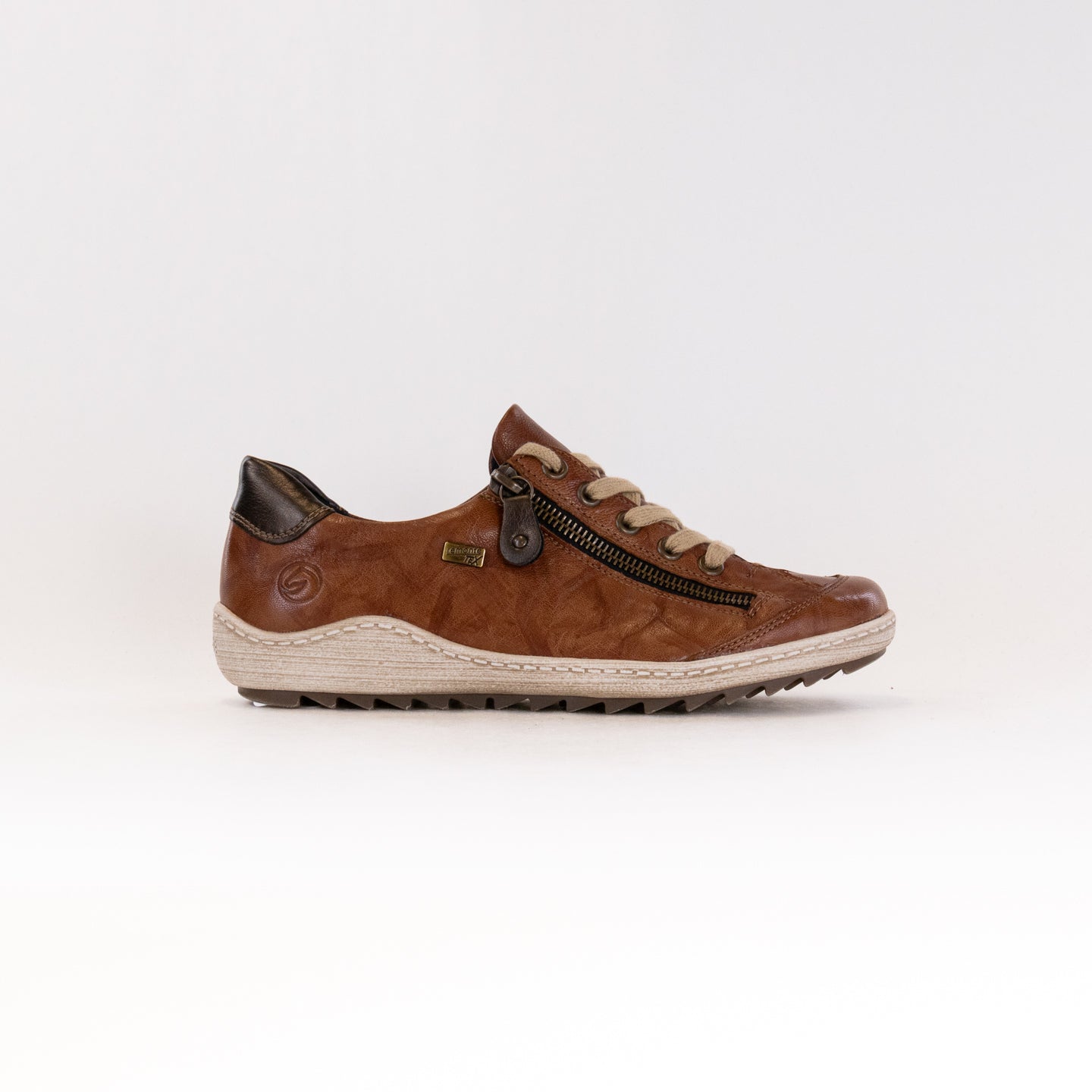 Stylish Brown Women's Remonte Liv 02 Water - Resistant Leather Sneakers