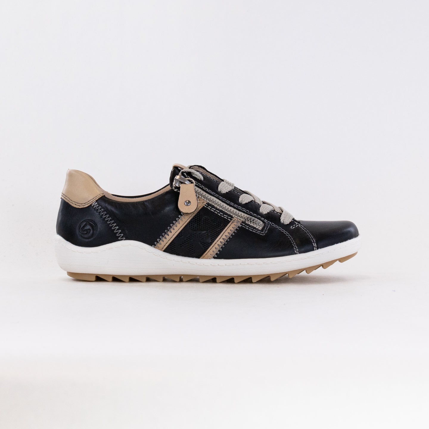 Rieker Liv R1426 Women's Black Leather Casual Sneakers