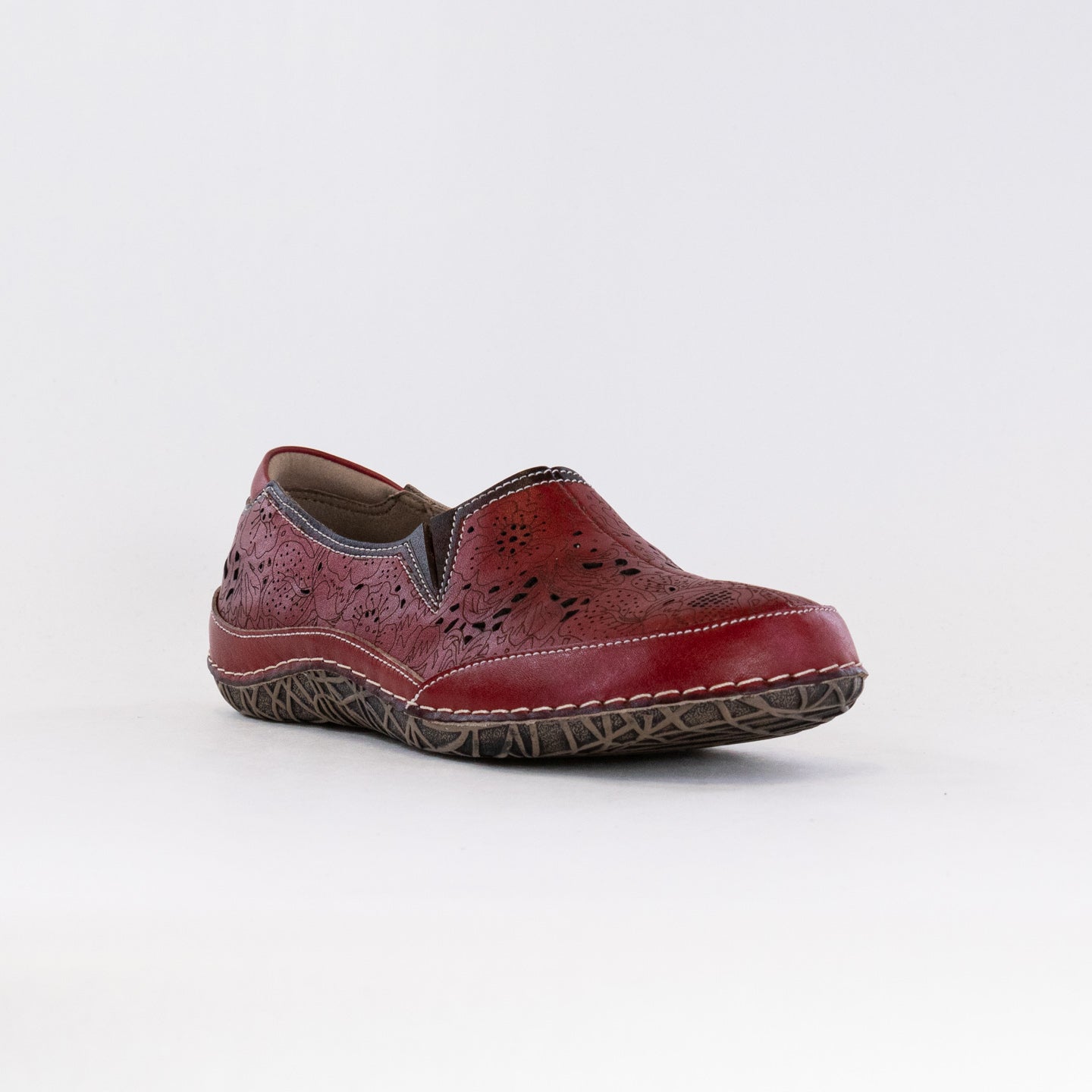 Spring Step L'Artiste Women's Libora Red Leather Loafers - Fashionable Hand - Painted Footwear