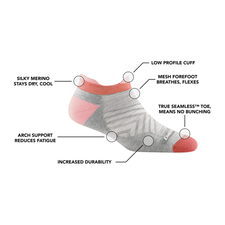 Darn Tough Ultra-Lightweight Women's No Show Tab Running Socks for Blister-Free Runs
