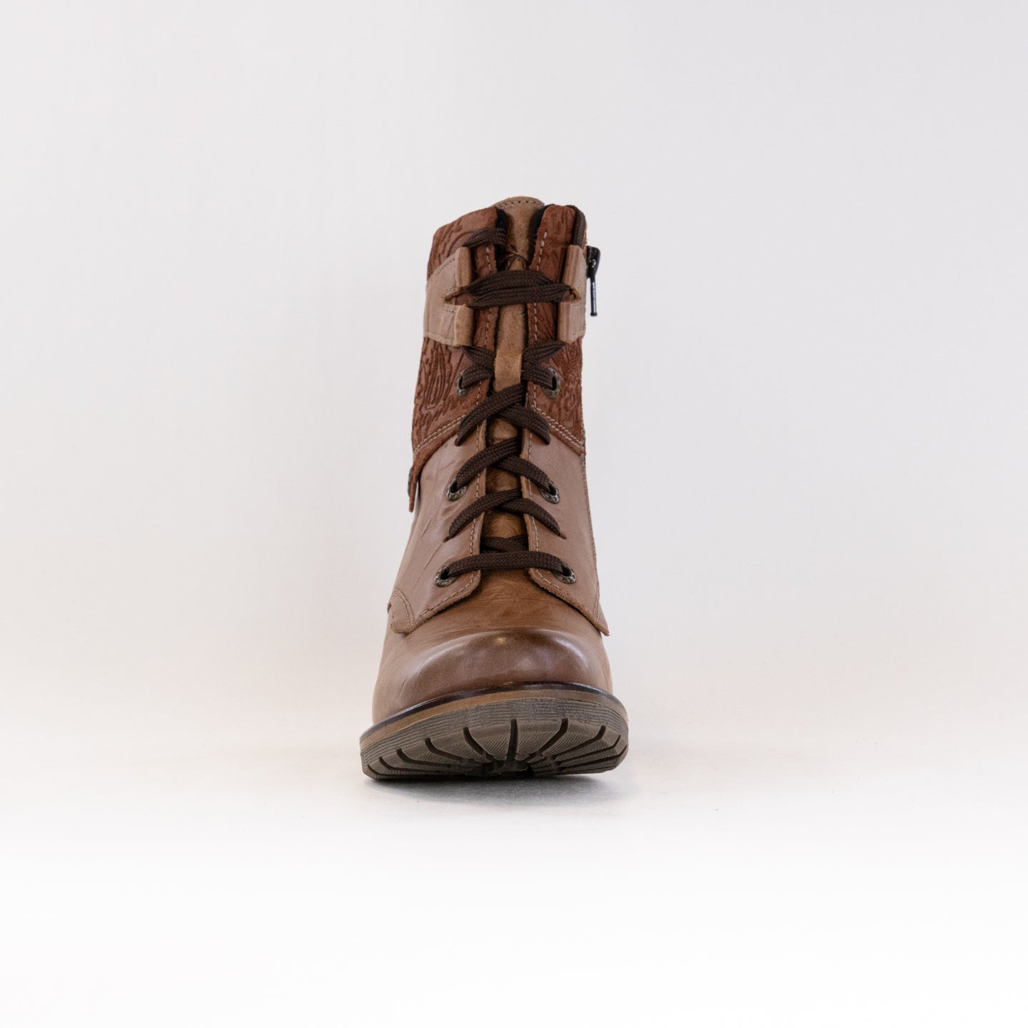 Women's Dromedaris Kara Print Saddle Pattern Short Padded Lace - Up Boots