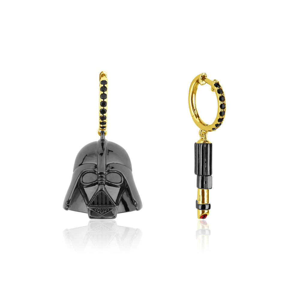 Disney Star Wars Collection: Gold - Coated Darth Vader Lightsaber Inspired 15mm Hoop Earrings for Star Wars Fans