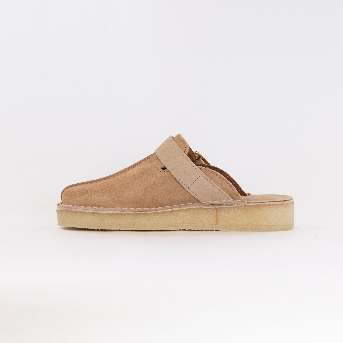 Women's Clarks Trek Mule in Light Tan Suede Combination