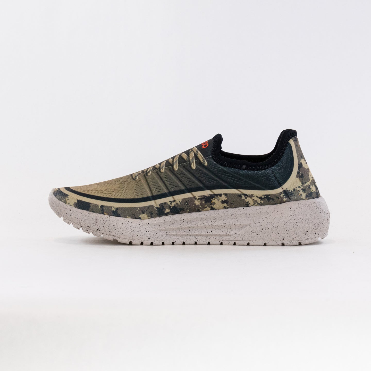 Men's Pseudo Slip-on Racing Sneakers in Taupe Ombre and Camouflage Design