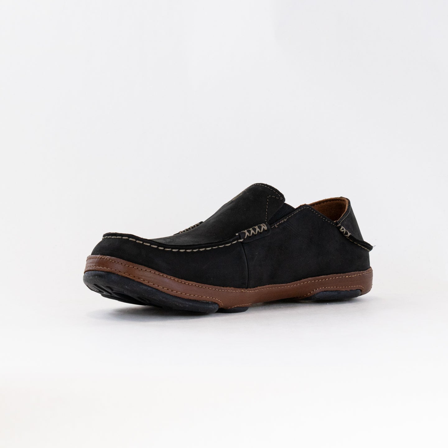 Olukai Men's Moloa Leather Shoes in Black/Toffee