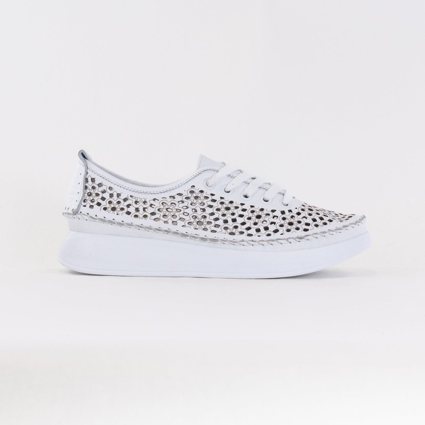 Spring Step Women's Youlanda Perforated Wedge Sneakers - Pure White