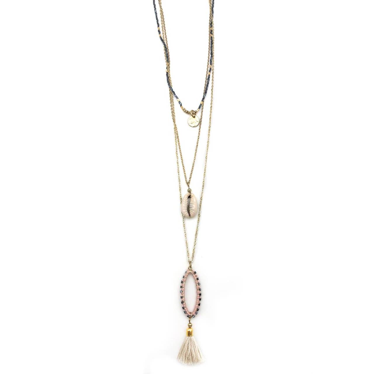 Stylish Sachi Shell and Tassel Long Necklace for Boho - Chic Look