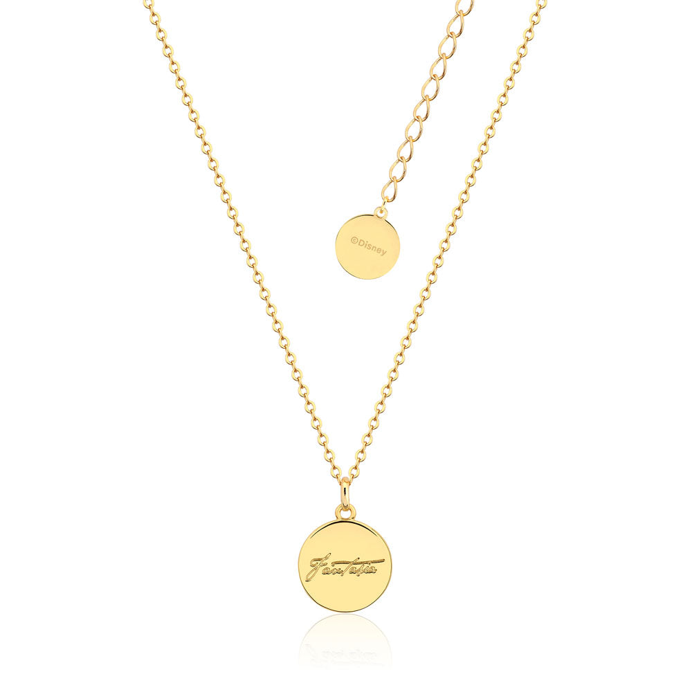 Disney Fantasia Gold-Plated Reversible Sorcerer Mickey Medallion Pendant with Chain