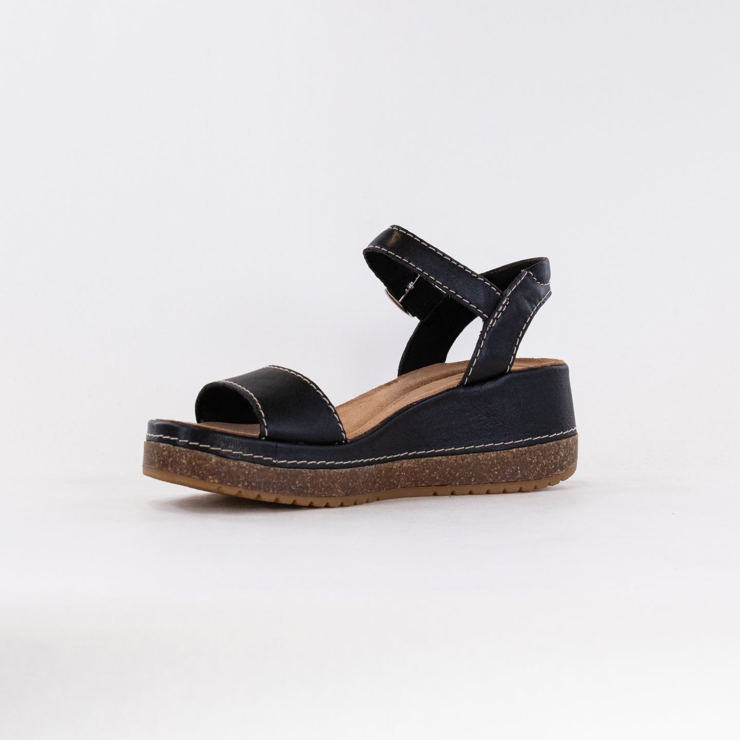 Clarks Women's Kassanda Lily Black Leather Summer Sandals
