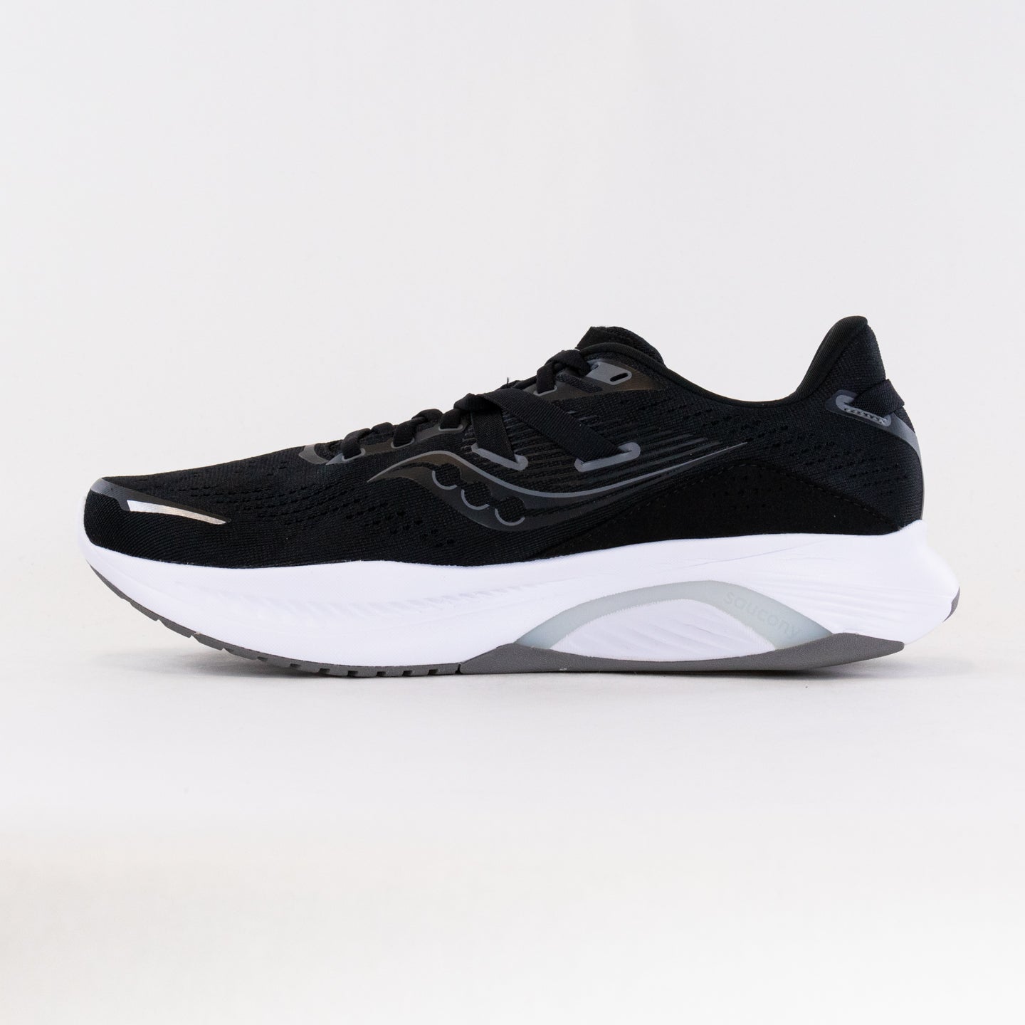 Saucony Men's Guide 16 Wide Running Shoes in Black and White Color Scheme