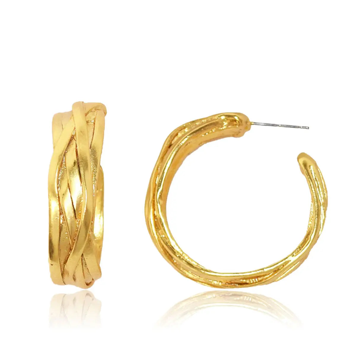 Fashionable Overlapping Ribbon Style Thick Hoop Earrings for Jewelry Lovers