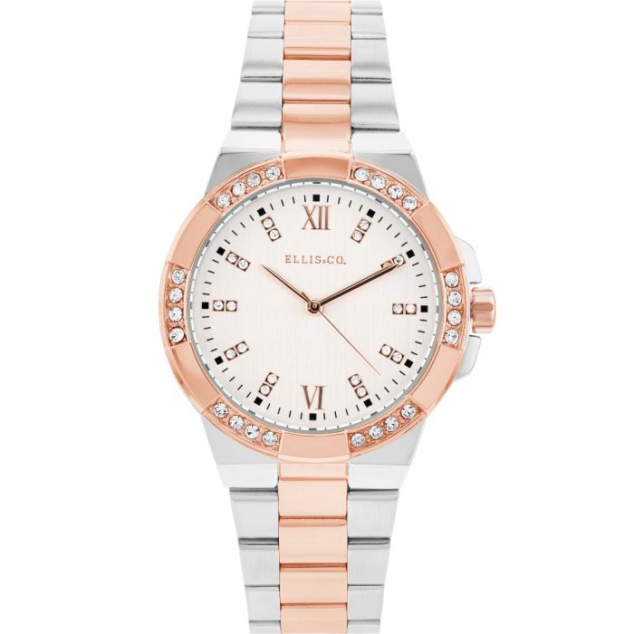 Ellis & Co Feminine Rose Gold 'Alysa' Watch with Stone Set