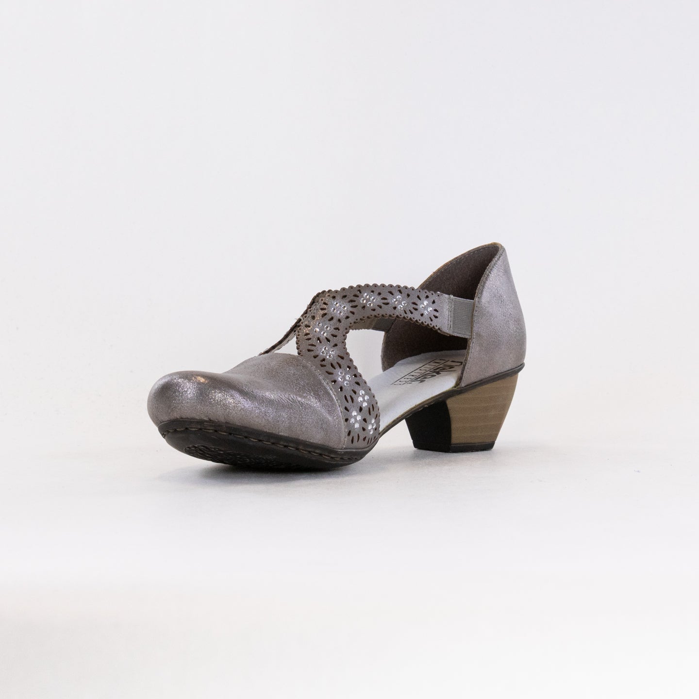 Stylish Women's Rieker Mariah 41750 Slip-On Shoes in Grey Metallic