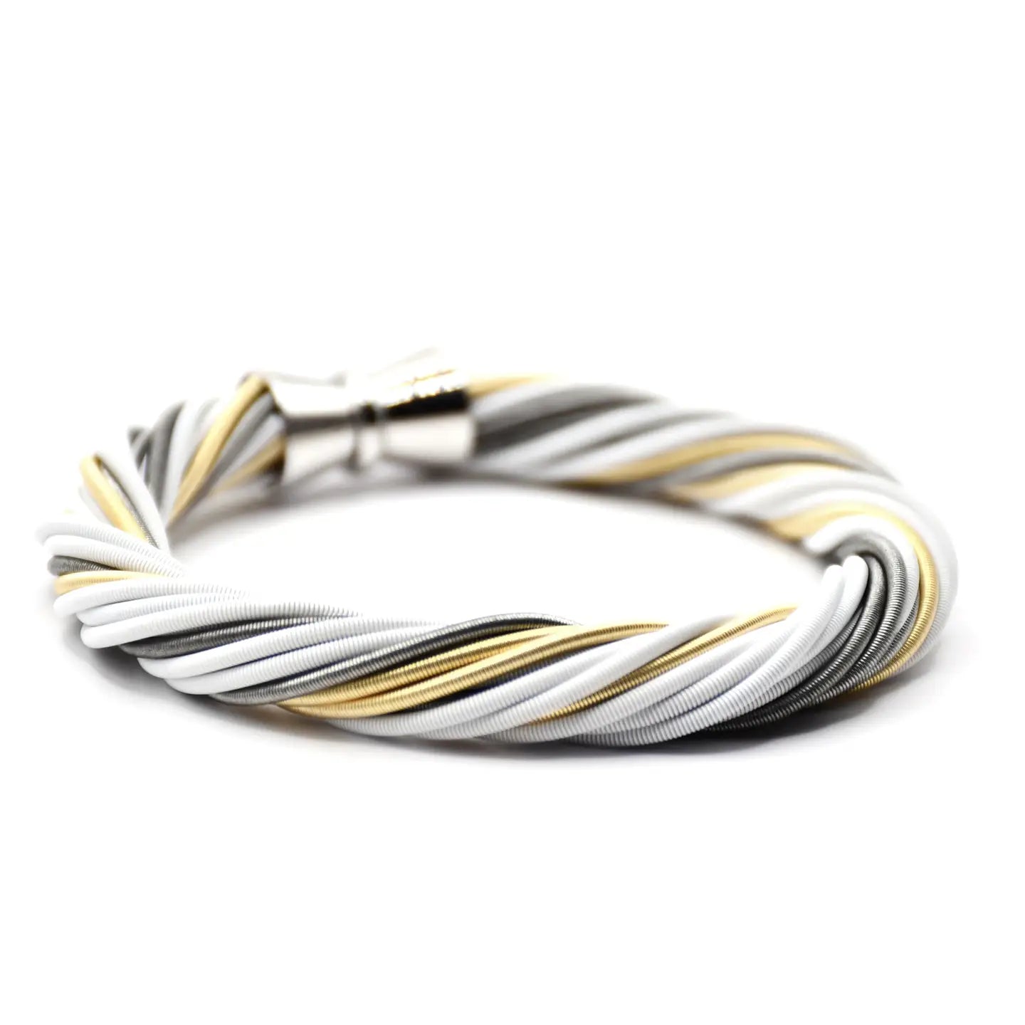 Stylish Sea Lily White Slate and Gold Twisted Bracelet for Fashion Lovers