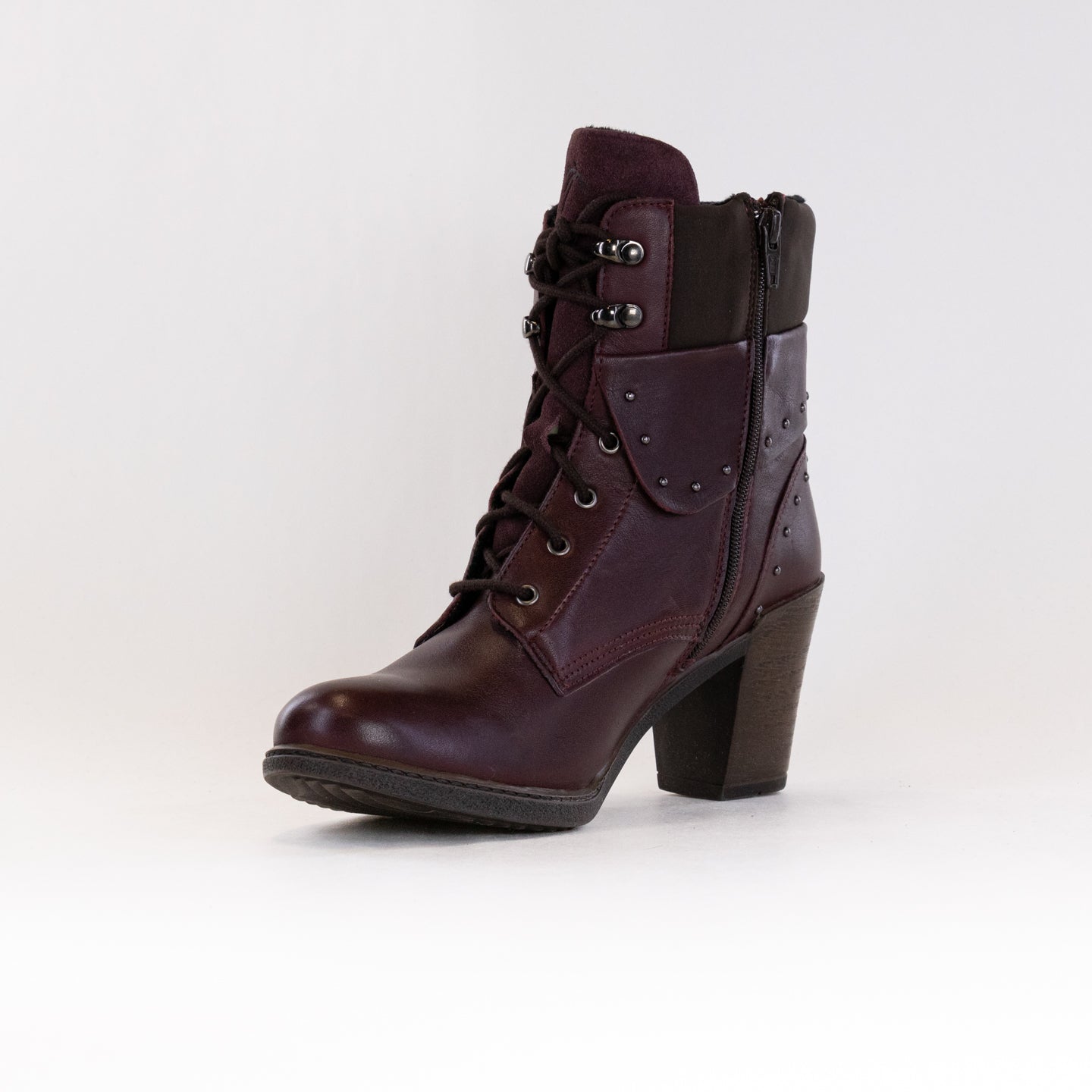 Wine-colored Women's Dromedaris Gilly Lace-up Boots