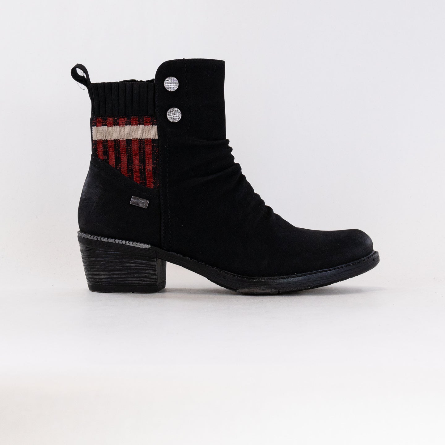 Stylish Women's Remonte R1172 Black Booties with Sweater Detail