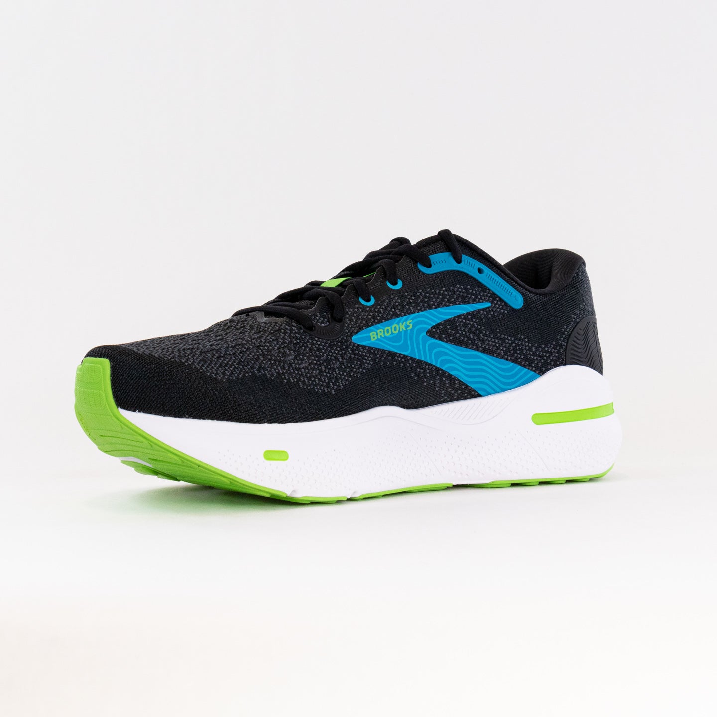 Men's Brooks Ghost Max Running Shoes - Black/Atomic Blue/Jasmine