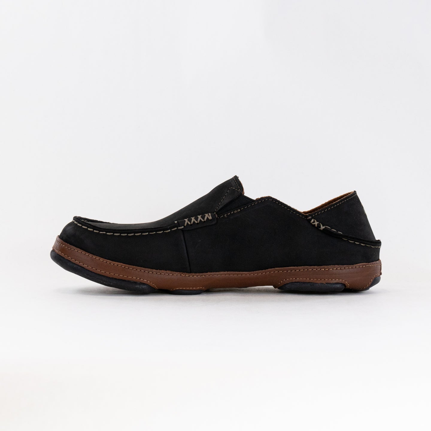 Olukai Men's Moloa Leather Shoes in Black/Toffee