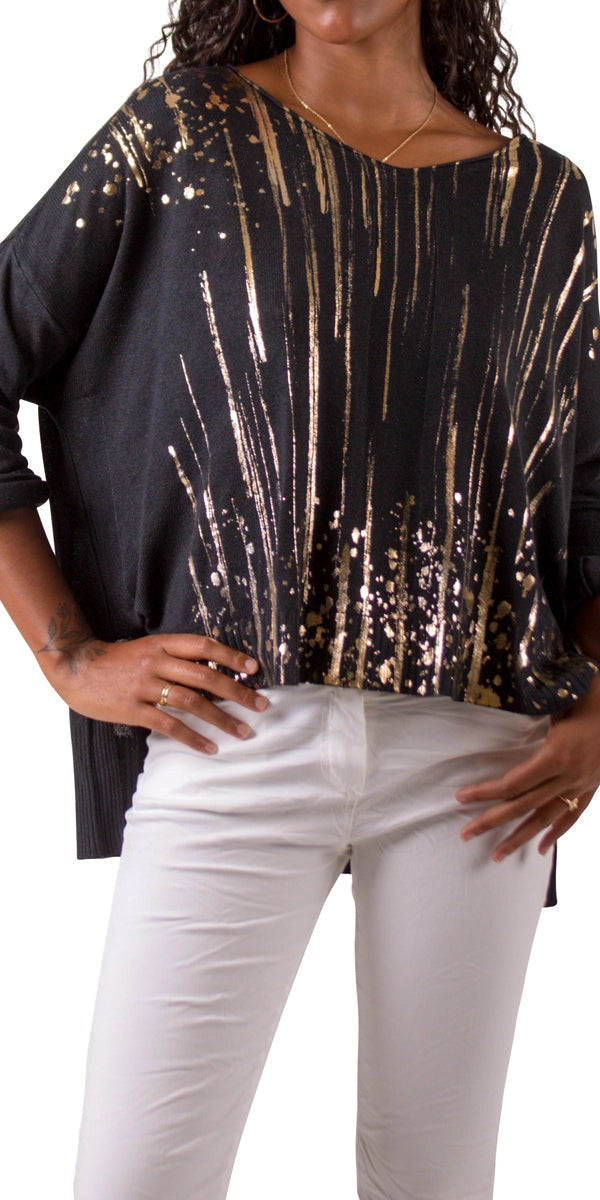 GIGI MODA One-Size Soft Knit Sweater with Playful Splatter Print