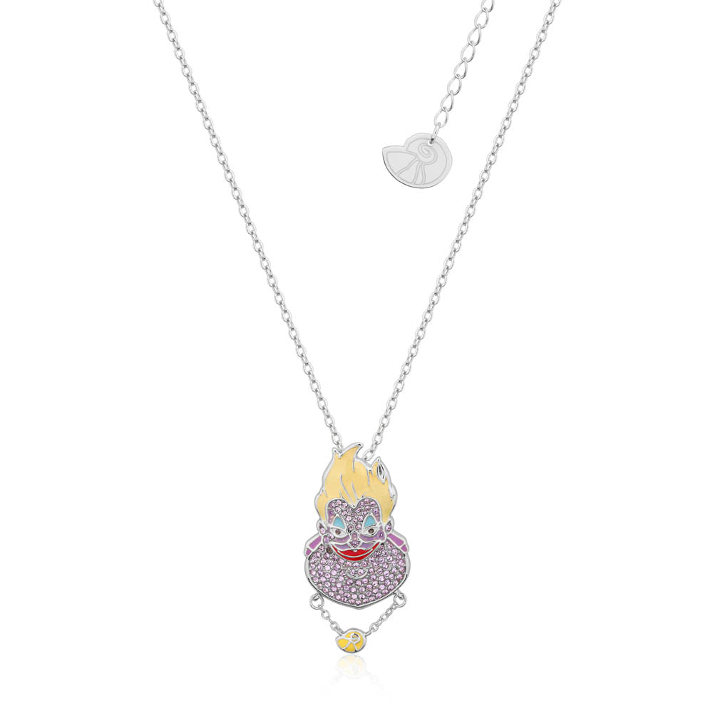 Disney Ursula Themed Stainless Steel Crystal Pendant Necklace with 45+7cm Chain for Disney Enthusiasts