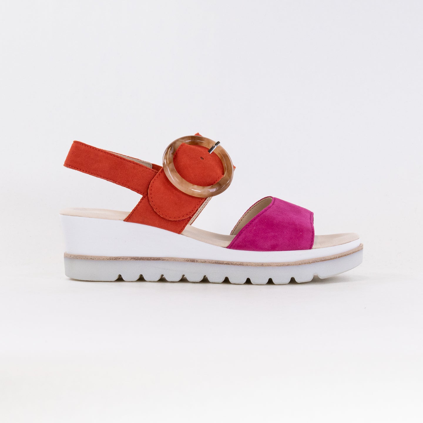 Women's Pink/Pumpkin Gabor 44.645.13 Stylish Adjustable Leather Sandals
