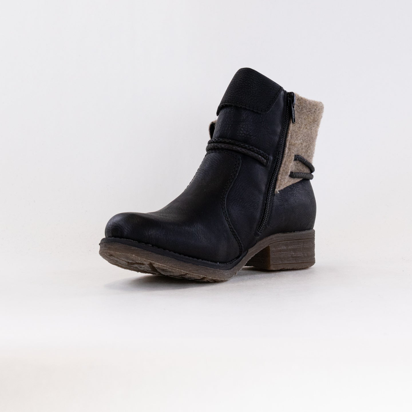 Stylish Women's Rieker 79693 Black Boots with Rope Embellishment