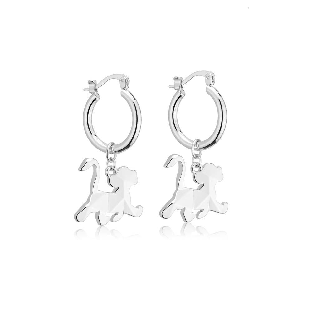 Disney Simba Inspired 14k White Gold Plated Hoop Earrings for Fashion Lovers