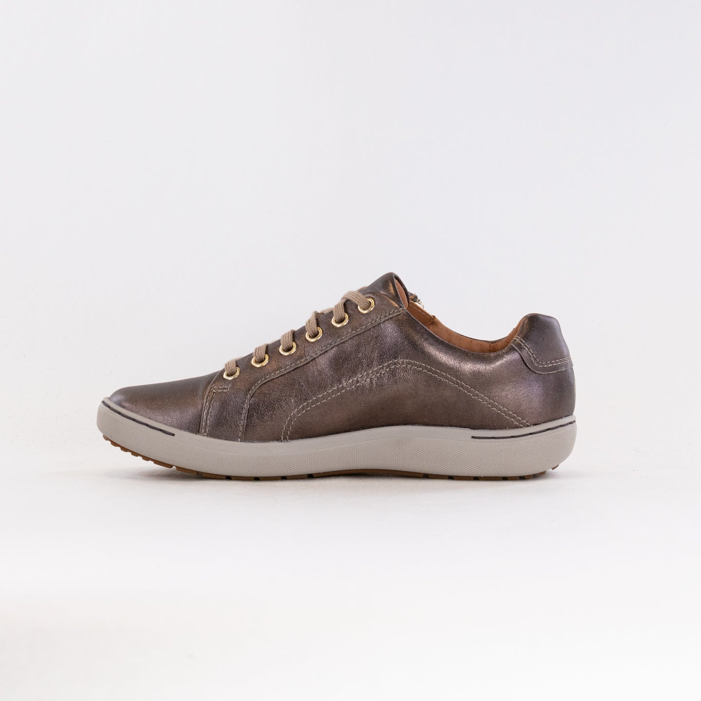 Women's Clarks Nalle Lace Sneakers in Stylish Bronze Metallic Leather